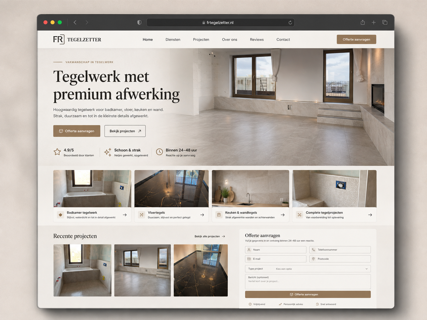 Website gemaakt voor FR Tegelzetter