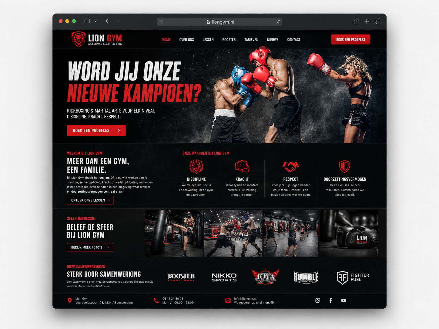 Website gemaakt voor Lion Gym